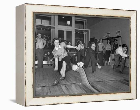 People Bowling at New Duckpin Alleys-Bernard Hoffman-Framed Premier Image Canvas