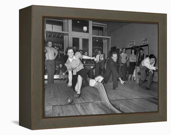 People Bowling at New Duckpin Alleys-Bernard Hoffman-Framed Premier Image Canvas