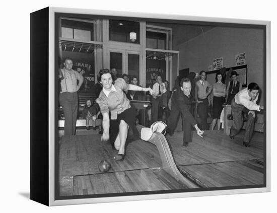 People Bowling at New Duckpin Alleys-Bernard Hoffman-Framed Premier Image Canvas