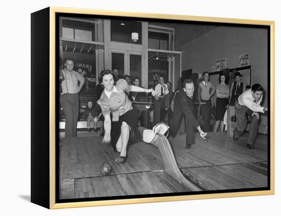 People Bowling at New Duckpin Alleys-Bernard Hoffman-Framed Premier Image Canvas