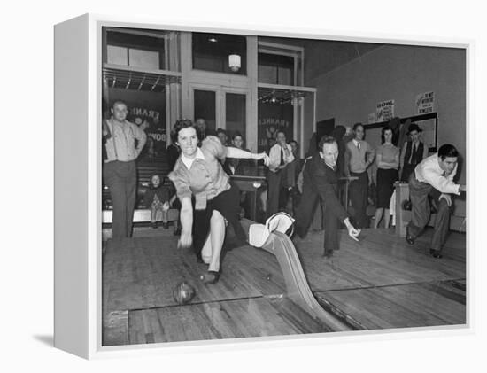 People Bowling at New Duckpin Alleys-Bernard Hoffman-Framed Premier Image Canvas