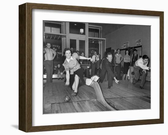 People Bowling at New Duckpin Alleys-Bernard Hoffman-Framed Photographic Print