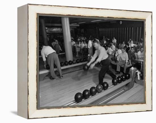 People Bowling at the Mcculloch Motors Recreation Building-J^ R^ Eyerman-Framed Premier Image Canvas