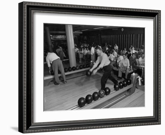 People Bowling at the Mcculloch Motors Recreation Building-J^ R^ Eyerman-Framed Premium Photographic Print