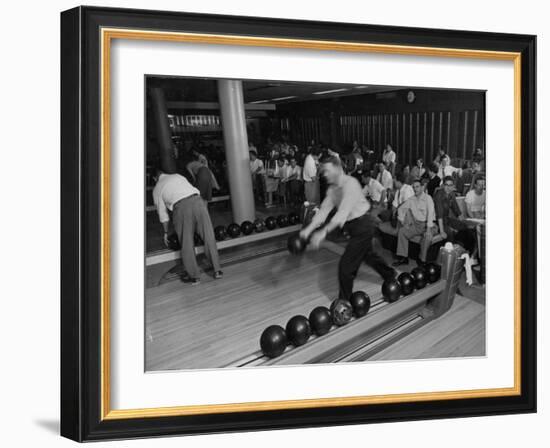 People Bowling at the Mcculloch Motors Recreation Building-J^ R^ Eyerman-Framed Premium Photographic Print