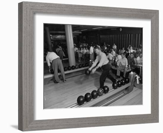 People Bowling at the Mcculloch Motors Recreation Building-J^ R^ Eyerman-Framed Photographic Print