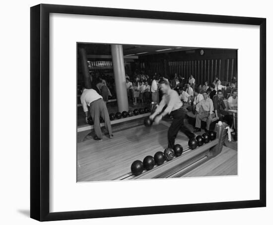 People Bowling at the Mcculloch Motors Recreation Building-J^ R^ Eyerman-Framed Photographic Print