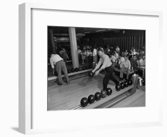 People Bowling at the Mcculloch Motors Recreation Building-J^ R^ Eyerman-Framed Photographic Print