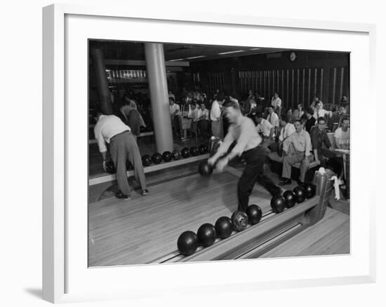 People Bowling at the Mcculloch Motors Recreation Building-J^ R^ Eyerman-Framed Photographic Print