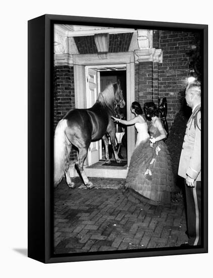 People Bringing in Horse at Dwight D. Eisenhower's Inauguration Party-Cornell Capa-Framed Premier Image Canvas