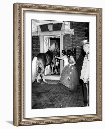 People Bringing in Horse at Dwight D. Eisenhower's Inauguration Party-Cornell Capa-Framed Photographic Print