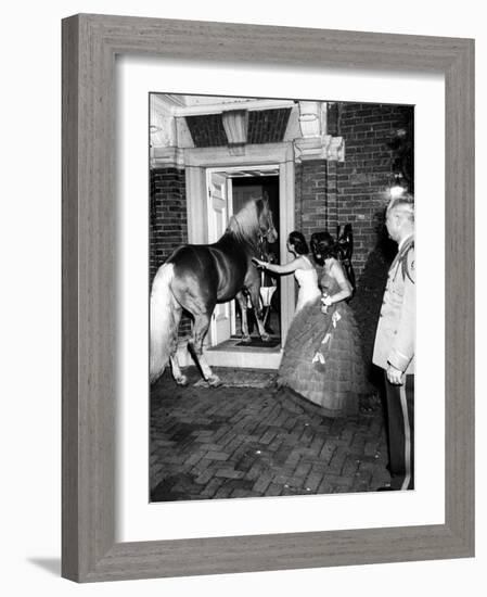 People Bringing in Horse at Dwight D. Eisenhower's Inauguration Party-Cornell Capa-Framed Photographic Print