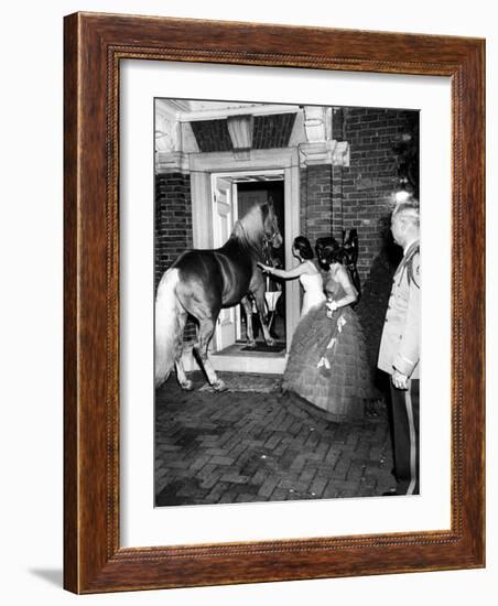 People Bringing in Horse at Dwight D. Eisenhower's Inauguration Party-Cornell Capa-Framed Photographic Print