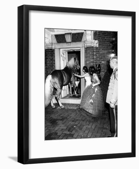 People Bringing in Horse at Dwight D. Eisenhower's Inauguration Party-Cornell Capa-Framed Photographic Print