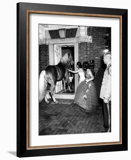 People Bringing in Horse at Dwight D. Eisenhower's Inauguration Party-Cornell Capa-Framed Photographic Print