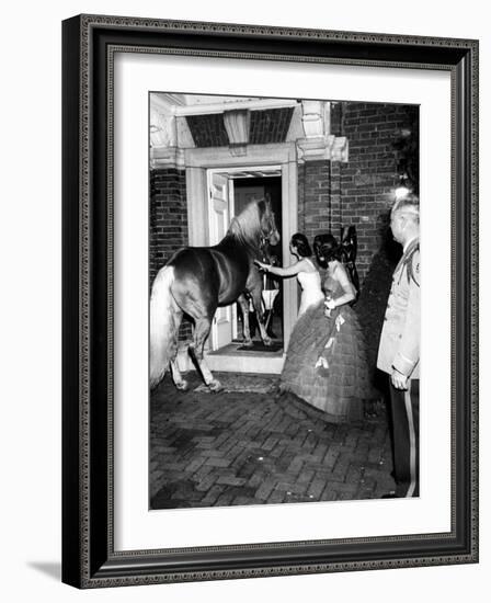 People Bringing in Horse at Dwight D. Eisenhower's Inauguration Party-Cornell Capa-Framed Photographic Print