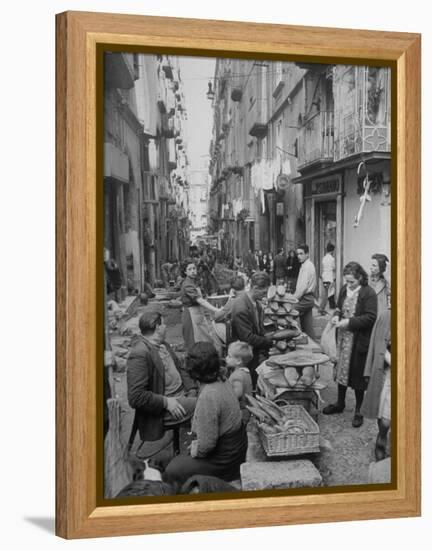 People Buying Bread in the Streets of Naples-Alfred Eisenstaedt-Framed Premier Image Canvas