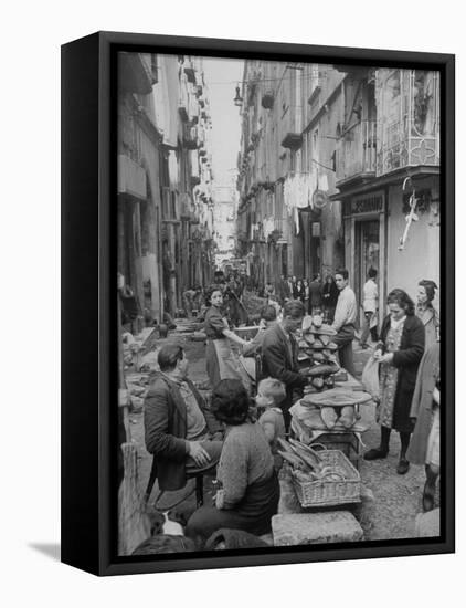 People Buying Bread in the Streets of Naples-Alfred Eisenstaedt-Framed Premier Image Canvas