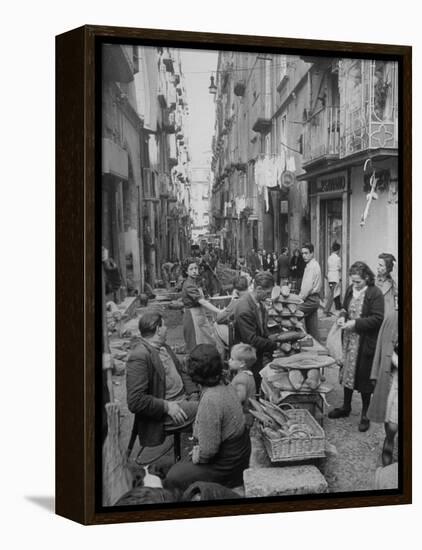 People Buying Bread in the Streets of Naples-Alfred Eisenstaedt-Framed Premier Image Canvas