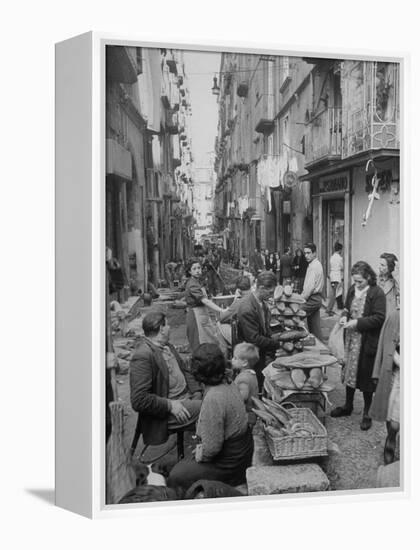 People Buying Bread in the Streets of Naples-Alfred Eisenstaedt-Framed Premier Image Canvas