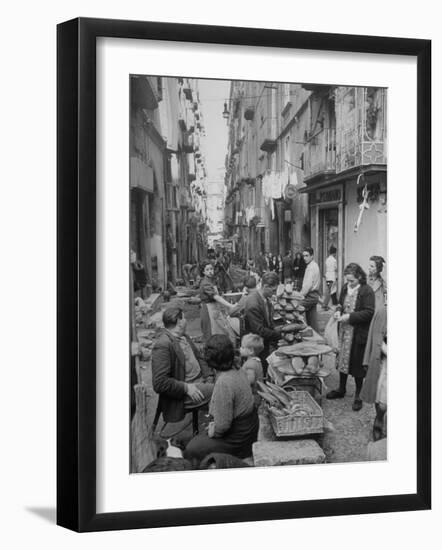 People Buying Bread in the Streets of Naples-Alfred Eisenstaedt-Framed Photographic Print