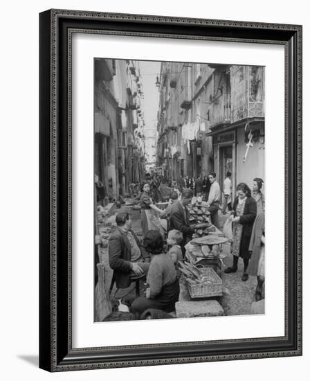 People Buying Bread in the Streets of Naples-Alfred Eisenstaedt-Framed Photographic Print