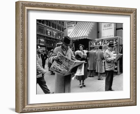 People Buying Out of Town Newspapers in Times Square During Newspaer Strike-Ralph Morse-Framed Photographic Print