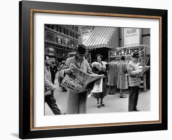 People Buying Out of Town Newspapers in Times Square During Newspaer Strike-Ralph Morse-Framed Photographic Print