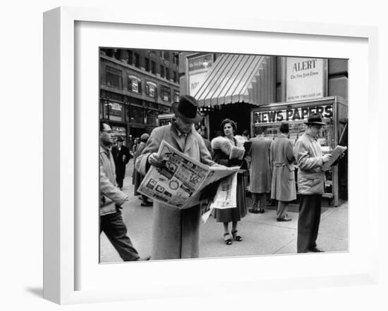 People Buying Out of Town Newspapers in Times Square During Newspaer Strike-Ralph Morse-Framed Photographic Print