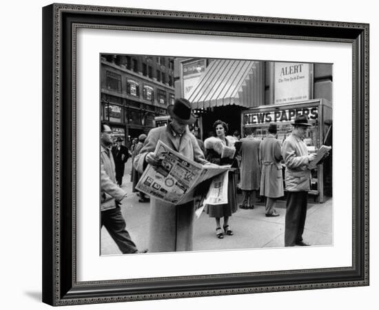 People Buying Out of Town Newspapers in Times Square During Newspaer Strike-Ralph Morse-Framed Photographic Print