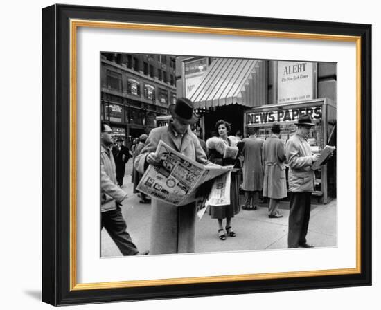 People Buying Out of Town Newspapers in Times Square During Newspaer Strike-Ralph Morse-Framed Photographic Print