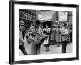 People Buying Out of Town Newspapers in Times Square During Newspaer Strike-Ralph Morse-Framed Photographic Print