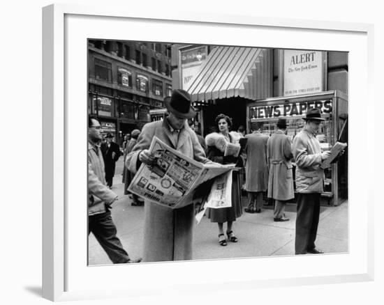 People Buying Out of Town Newspapers in Times Square During Newspaer Strike-Ralph Morse-Framed Photographic Print