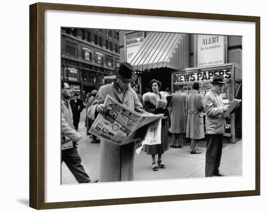 People Buying Out of Town Newspapers in Times Square During Newspaer Strike-Ralph Morse-Framed Photographic Print