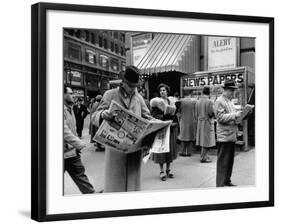 People Buying Out of Town Newspapers in Times Square During Newspaer Strike-Ralph Morse-Framed Photographic Print