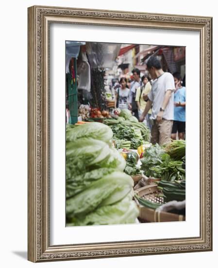 People Buying Vegetables at Graham Street Market, Central, Hong Kong Island, Hong Kong, China, Asia-Ian Trower-Framed Photographic Print