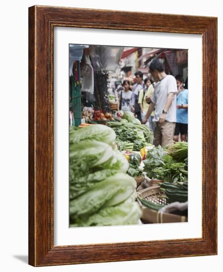 People Buying Vegetables at Graham Street Market, Central, Hong Kong Island, Hong Kong, China, Asia-Ian Trower-Framed Photographic Print