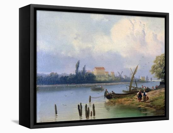 People by the Boats in Holland, C1835-1882-Hermanus Koekkoek-Framed Premier Image Canvas