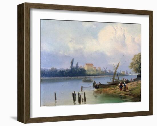 People by the Boats in Holland, C1835-1882-Hermanus Koekkoek-Framed Giclee Print