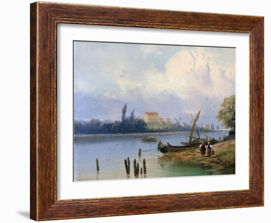 People by the Boats in Holland, C1835-1882-Hermanus Koekkoek-Framed Giclee Print