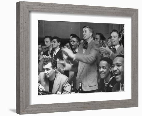 People Cheering Singer Ella Fitzgerald During Opening Night of Bop City-Martha Holmes-Framed Photographic Print