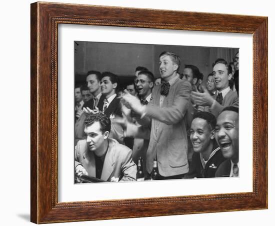 People Cheering Singer Ella Fitzgerald During Opening Night of Bop City-Martha Holmes-Framed Photographic Print