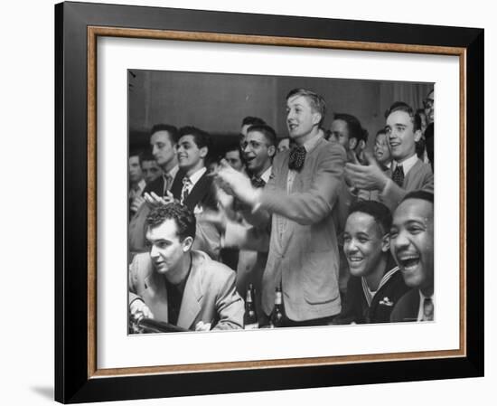 People Cheering Singer Ella Fitzgerald During Opening Night of Bop City-Martha Holmes-Framed Photographic Print