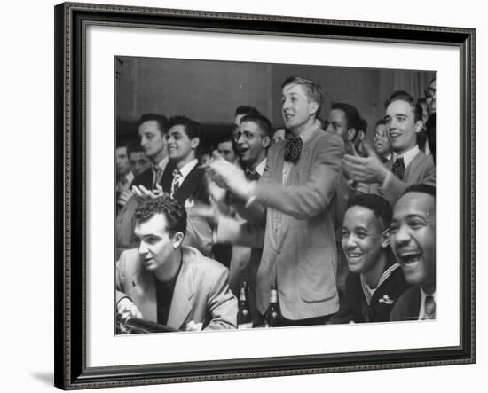 People Cheering Singer Ella Fitzgerald During Opening Night of Bop City-Martha Holmes-Framed Photographic Print