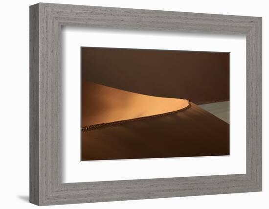 People climbing sand dunes beside Deadvlei, near Sossusvlei, Namib-NaukluftNP, Namibia, Africa-David Wall-Framed Photographic Print