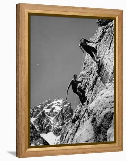 People Climbing the Teton Mountains-Hansel Mieth-Framed Premier Image Canvas