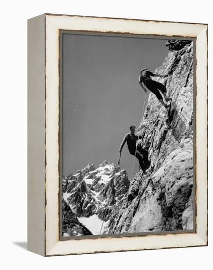 People Climbing the Teton Mountains-Hansel Mieth-Framed Premier Image Canvas