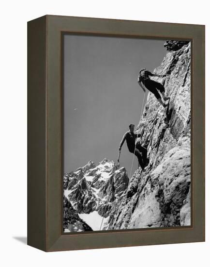 People Climbing the Teton Mountains-Hansel Mieth-Framed Premier Image Canvas