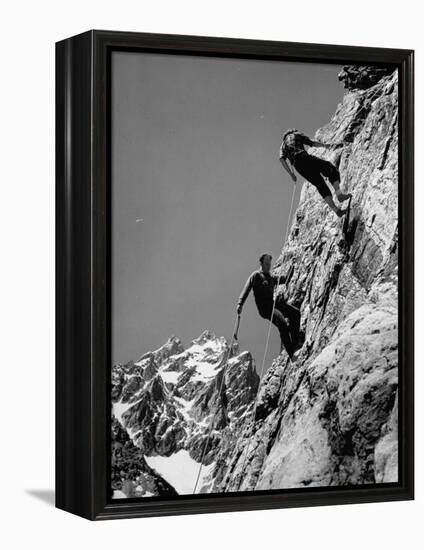 People Climbing the Teton Mountains-Hansel Mieth-Framed Premier Image Canvas