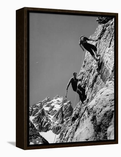 People Climbing the Teton Mountains-Hansel Mieth-Framed Premier Image Canvas